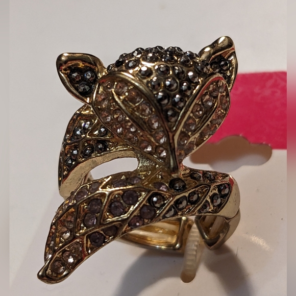 New Sparkling Black Gold & Light pink FOX Stretch Ring - Picture 5 of 15